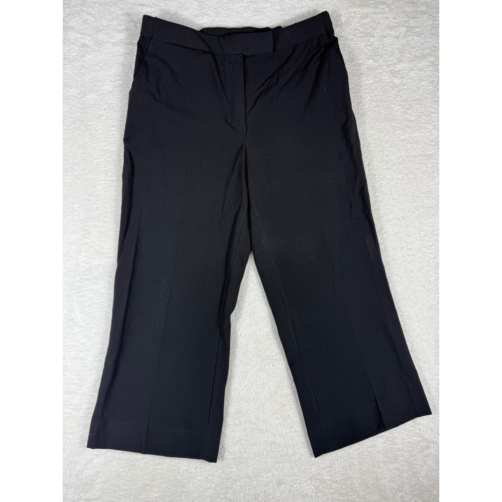 Focus 2000 Dress Pants Womens 6 Black Y2K Wide Leg Cropped Work Trousers
